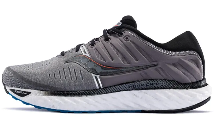 Saucony Hurricane Lace Up Mesh Slip Resistant Support Lightweight Low top Running Shoes Men's Gray Black Wide