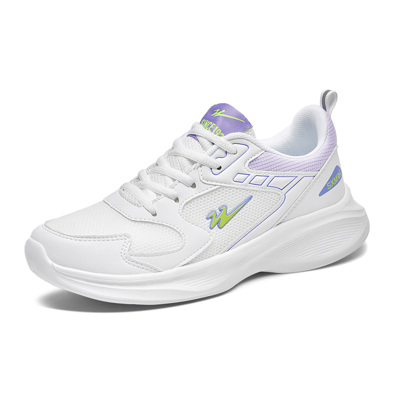 Binary Cushioning Rebound Lightweight Breathable Slip Resistant Low top Running Shoes Women’s White Purple