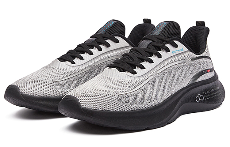 Erke Strange Bomb Lite-Meteorite Anti-Slip Wear-Resistant Low-Top Running Shoes Light Gray Black