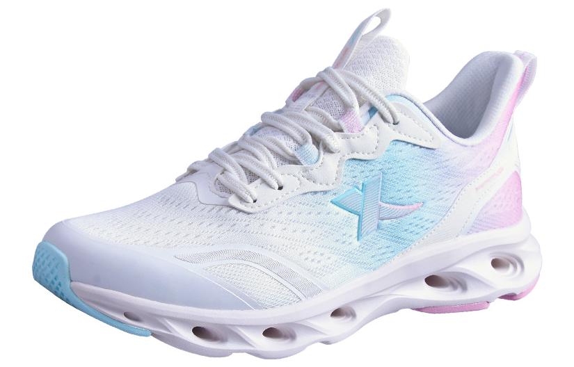 XTEP Textile, Synthetic Leather Cushioning Slip Resistant Low top Running Shoes Women’s White Blue Pink