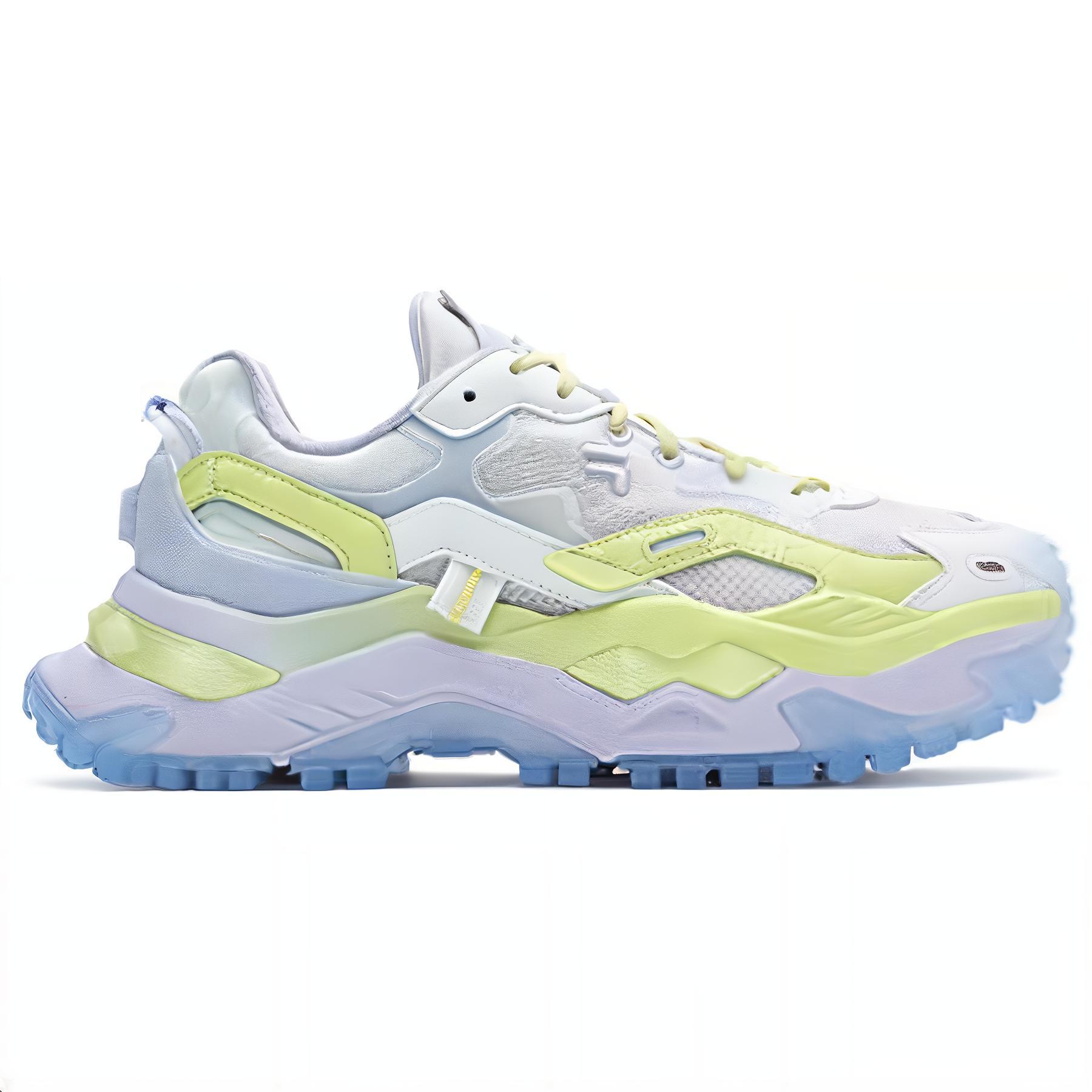 FILA FUSION Bianco Textile, Synthetic Leather Breathable Height Increasing Low top Running Shoes Women’s Blue Green