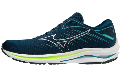 Mizuno Wave Rider 25 Slip Resistant, Abrasion Resistant, Breathable, Lightweight Low top Running Shoes Men's Dark Blue