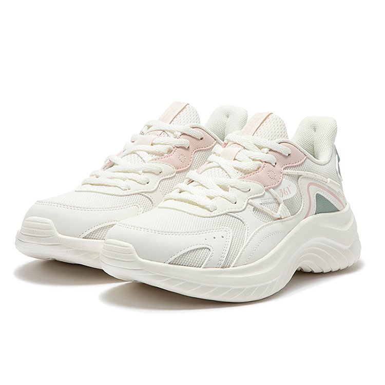 361° Cushioning Slip Resistant Abrasion Resistant Lightweight Low top Casual Running Shoes Women’s White Pink Green