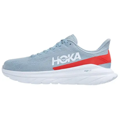 HOKA ONE ONE Mach 4 Fashion Textile, Synthetic Leather Slip Resistant, Abrasion Resistant, Breathable, Lightweight