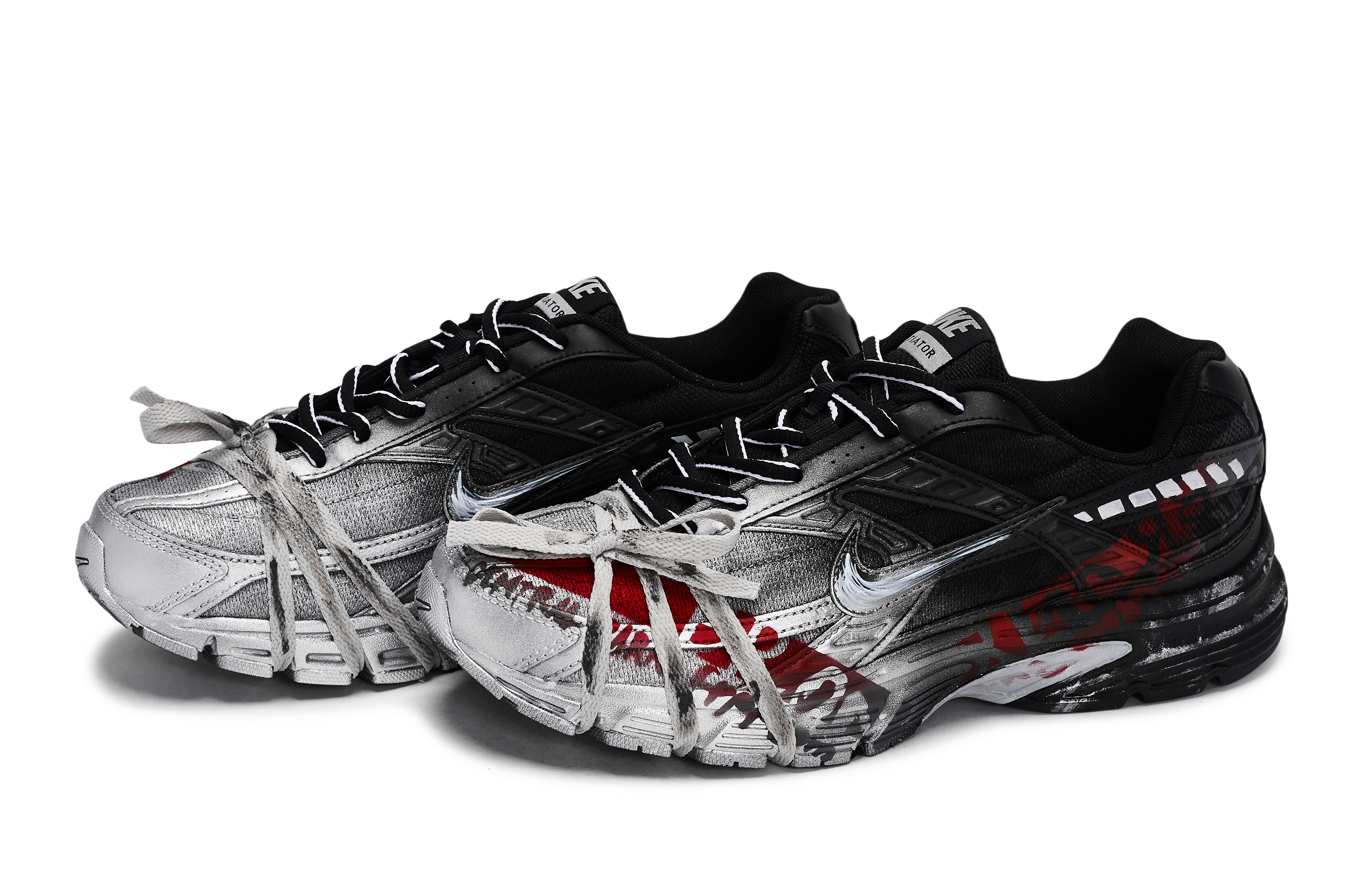 Nike Initiator Slip Resistant Abrasion Resistant Low top Running Shoes Men’s Black Red Silver