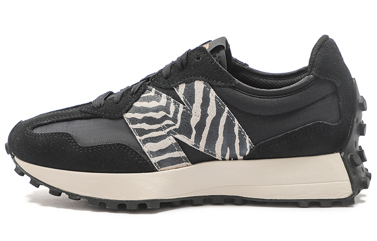New Balance NB 327 fashionable and versatile fabric leather low-top marathon running shoes for men and women, black