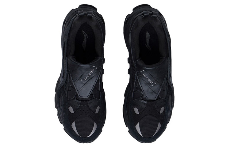 Li Ning Cushioning Slip Resistant Abrasion Resistant Reflective Rebound Low top Running Shoes Men’s Black