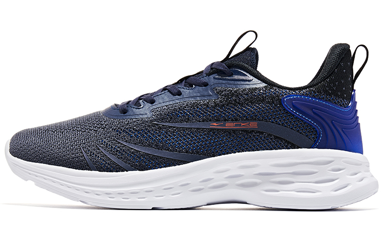 Erke Cushioning Slip Resistant And Breathable Low top Running Shoes Men’s Navy Blue Neon Orange