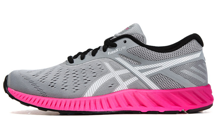 Asics Fuzex Fabric Comfortable Abrasion Resistant Low top Running Shoes Women's Gray Pink