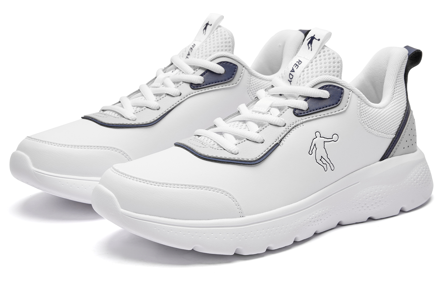 QIAODAN Slip Resistant, Abrasion Resistant, Waterproof, Lightweight Low top Casual Running Shoes Men’s White Blue