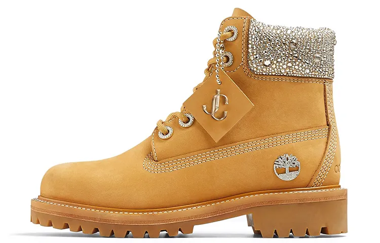 Timberland X Jimmy Choo 6 Inch Crystal Boots 'Wheat Nubuck With Crystals' Women's