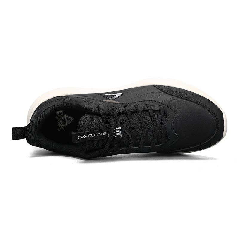 PEAK Fabric Cushioning Slip Resistant Abrasion Resistant Running Shoes Men’s Black Canvas White