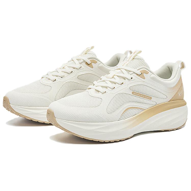 QIAODAN Wear resistant And Lightweight Low top Casual Running Shoes Women’s White Brown