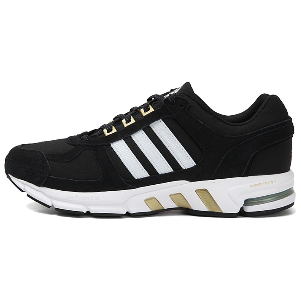 Adidas Equipment 10 round toe lace-up fabric non-slip breathable low-top running shoes men's black and white