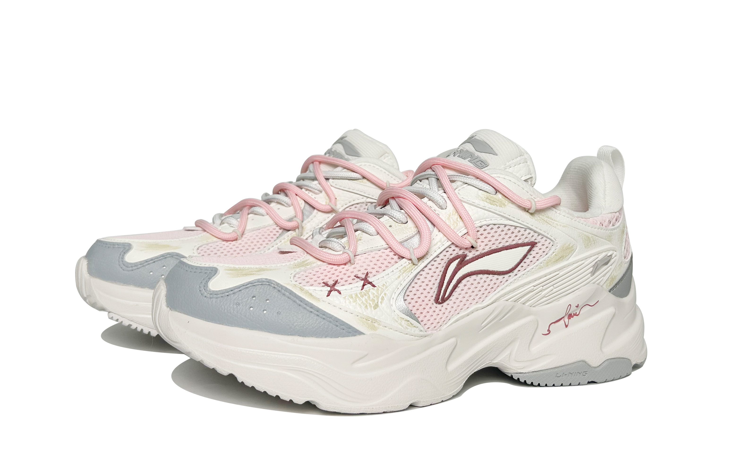 Li Ning Slip Resistant Abrasion Resistant Low top Casual Running Shoes Women’s Rose Pink