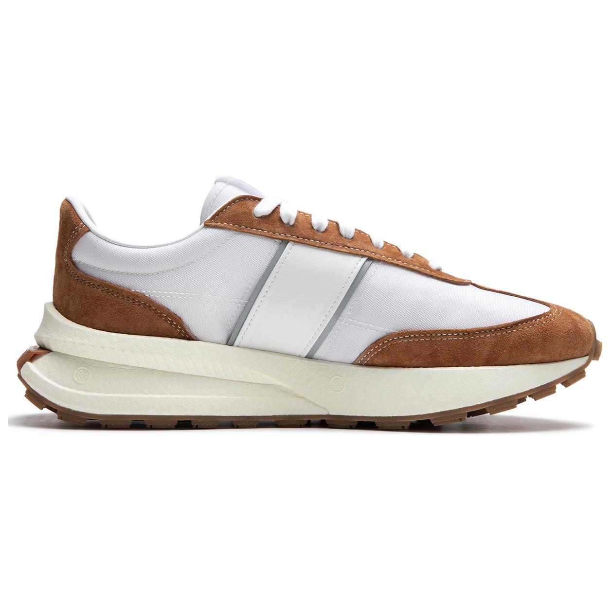 Li Ning Cushioning Slip Resistant Low top Casual Running Shoes Unisex White Brown