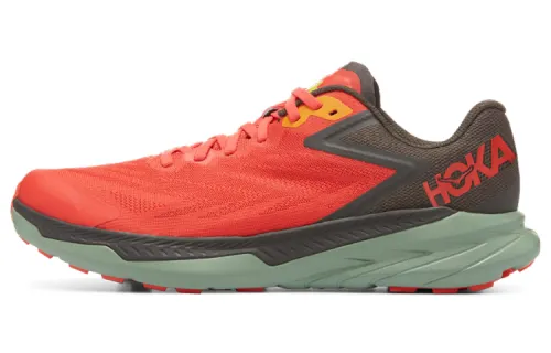HOKA ONE ONE Trail Running Cushioning Slip Resistant Abrasion Resistant Low top Running Shoes Men's Red Green
