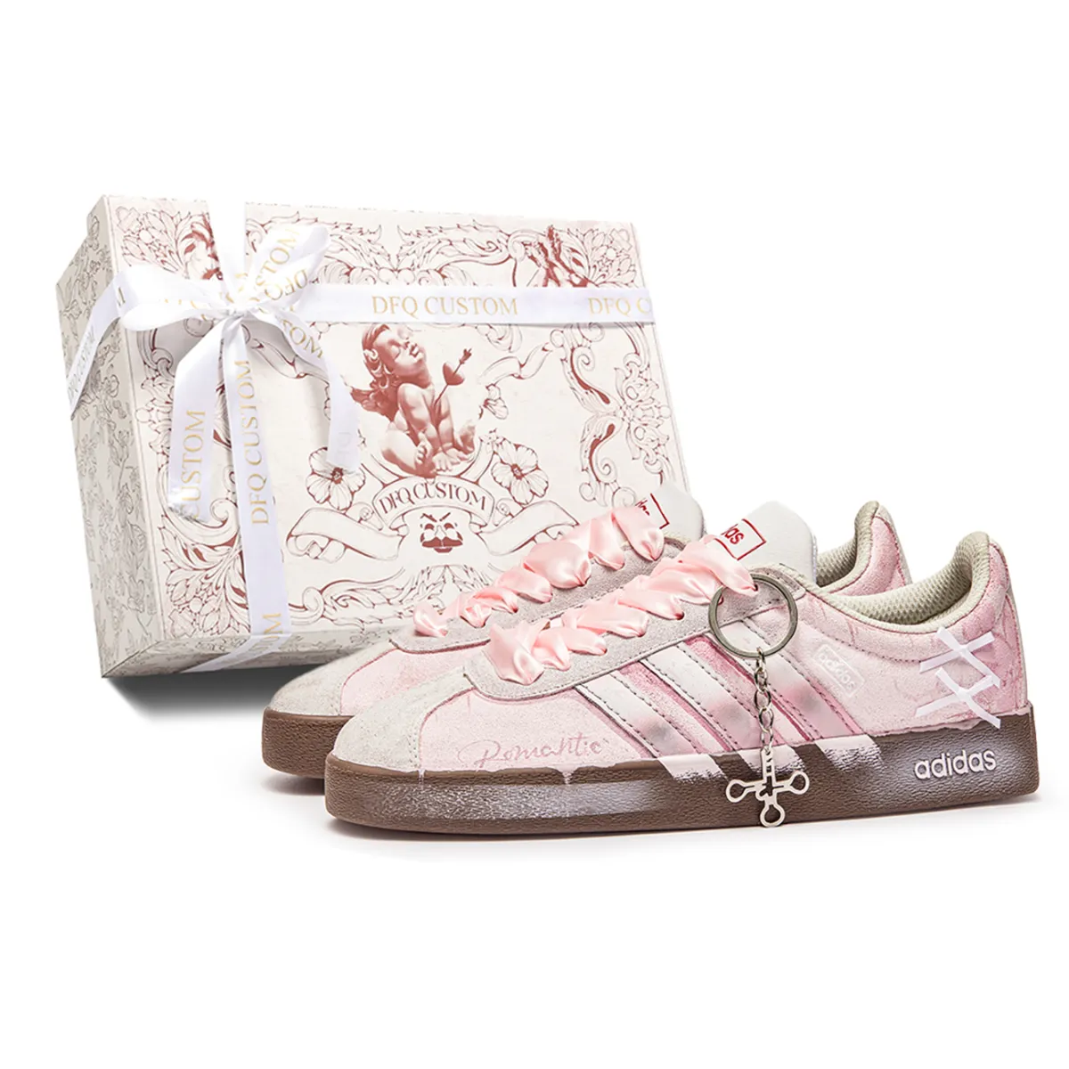 Adidas VL COURT 2.0 Romantic History Cushioning Abrasion Resistant Cushioning, Wear Resistant Low top Skateboard Shoes