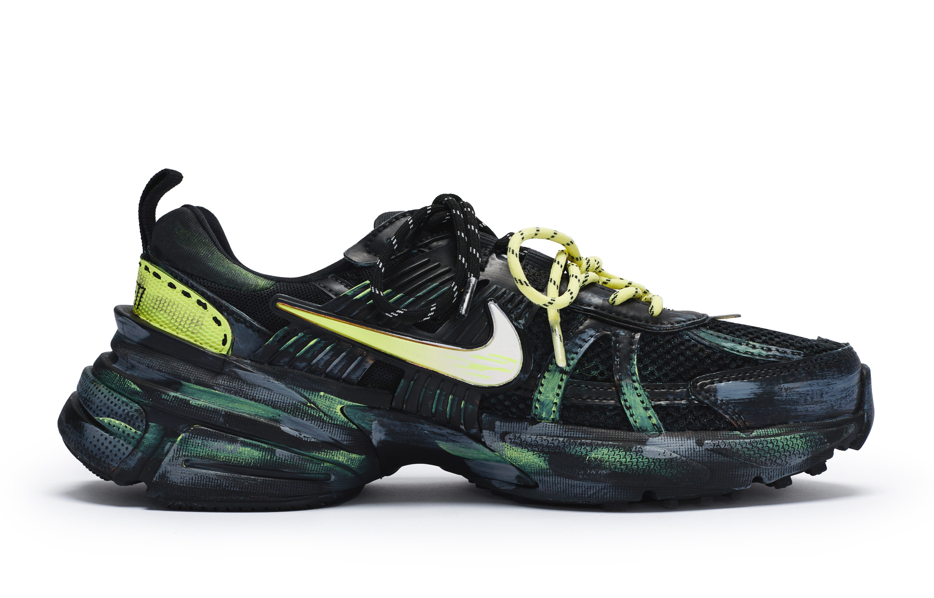 Nike V2K Run Slip Resistant Slip Resistant Low top Running Shoes Unisex Black Yellow Green