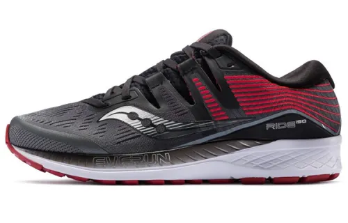 Saucony Ride ISO Mesh Cushioning Slip Resistant Abrasion Resistant Low top Running Shoes Men's Black Red
