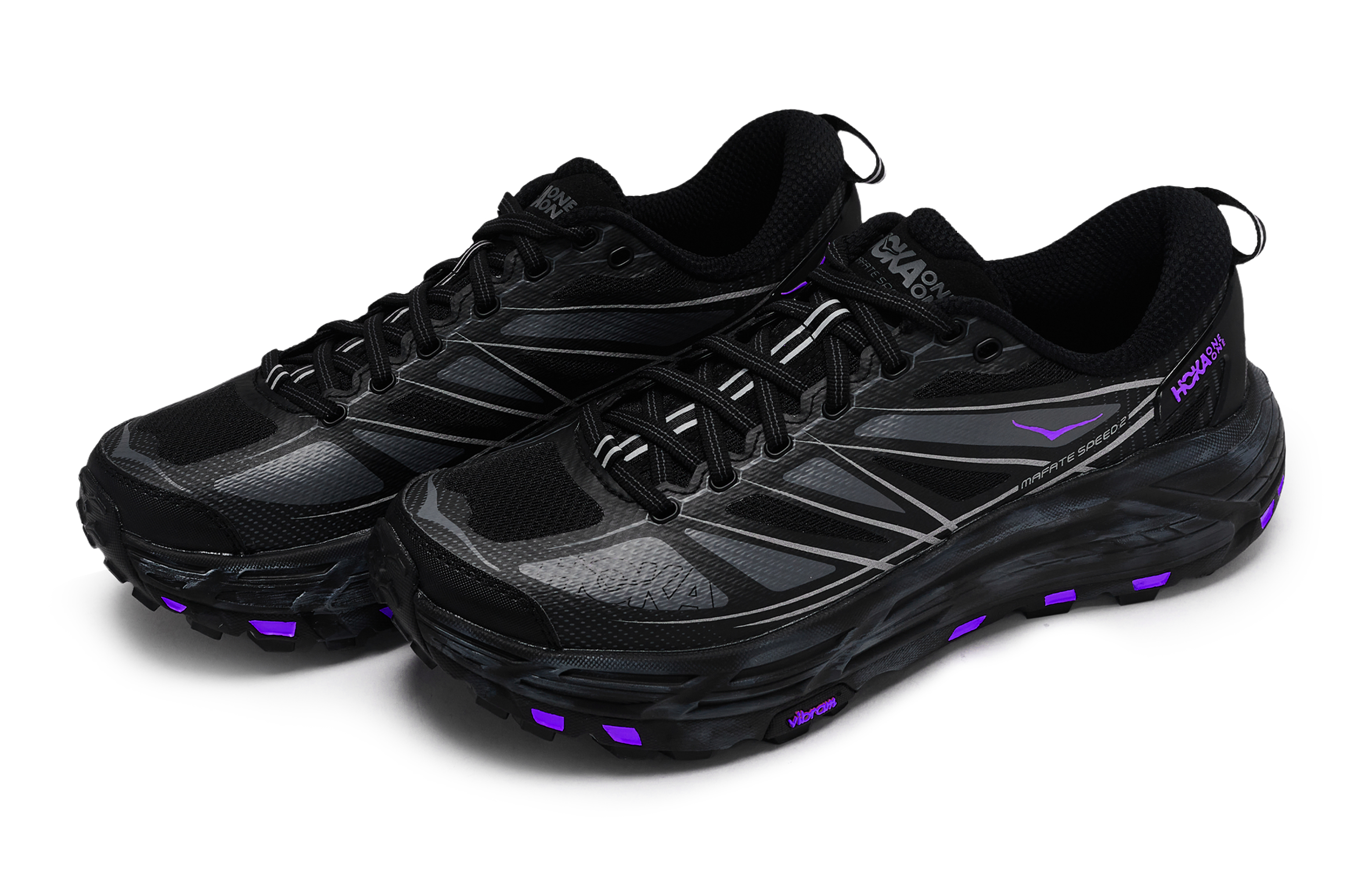 HOKA ONE ONE Mafate Speed 2 Abrasion Resistant Abrasion Resistant Low top Running Shoes Unisex Black Gray Purple