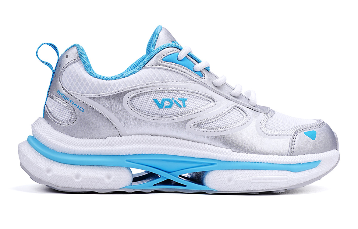 VOIT Cushioning Slip Resistant Coverage Low top Casual Sprint Running Shoes Unisex White Silver Blue