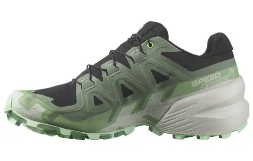 SALOMON CROSS Round Tip Mesh Low top Running Shoes Women's Black Green