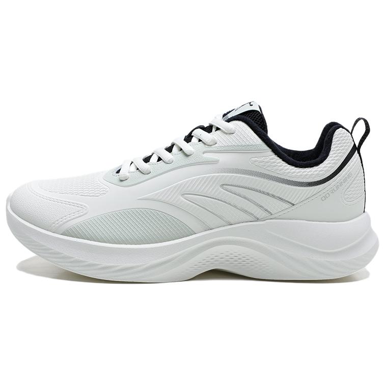 QIAODAN Textile, Synthetic Leather Slip Resistant Abrasion Resistant Low top Casual Running Shoes Men’s White Green