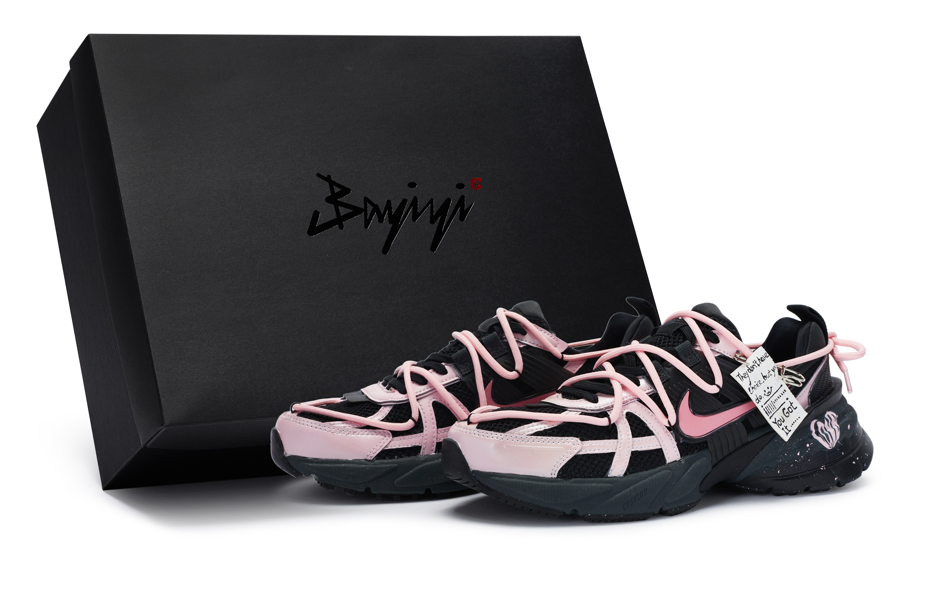 Nike V2K Run Cushioning Abrasion Resistant Cushioning, Wear Resistant Low top Running Shoes Unisex Black Pink