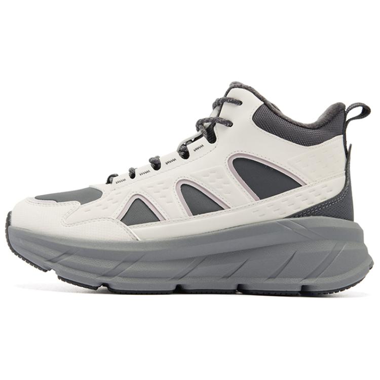 QIAODAN Slip Resistant Thermal Cushioning High top Sprint Running Shoes Women’s Ecru Gray