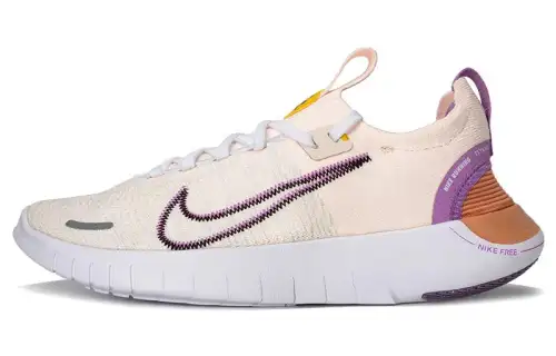 Nike Free RN flyknit comfortable, versatile and wear-resistant low-cut running shoes for women, off-white and purple