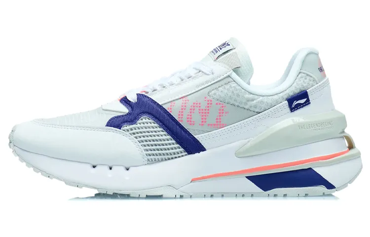 Li Ning 001 Cushioning Rebound Low top Running Shoes Women's White Gray Blue