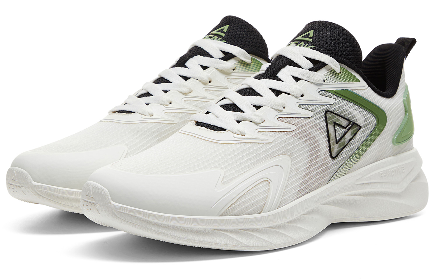 PEAK Slip Resistant, Abrasion Resistant, Breathable Low top Running Shoes Men’s Ecru Green