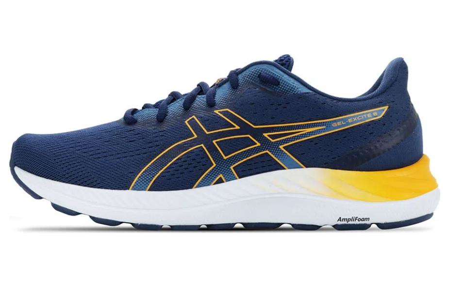 Asics Gel Excite 8 Breathable Textile, Synthetic Leather Low top Athletic Shoes Men's Blue Yellow