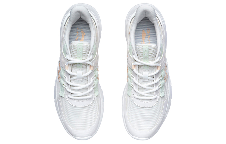 Li Ning Slip Resistant Abrasion Resistant Low top Running Shoes Women’s White Apricot Green