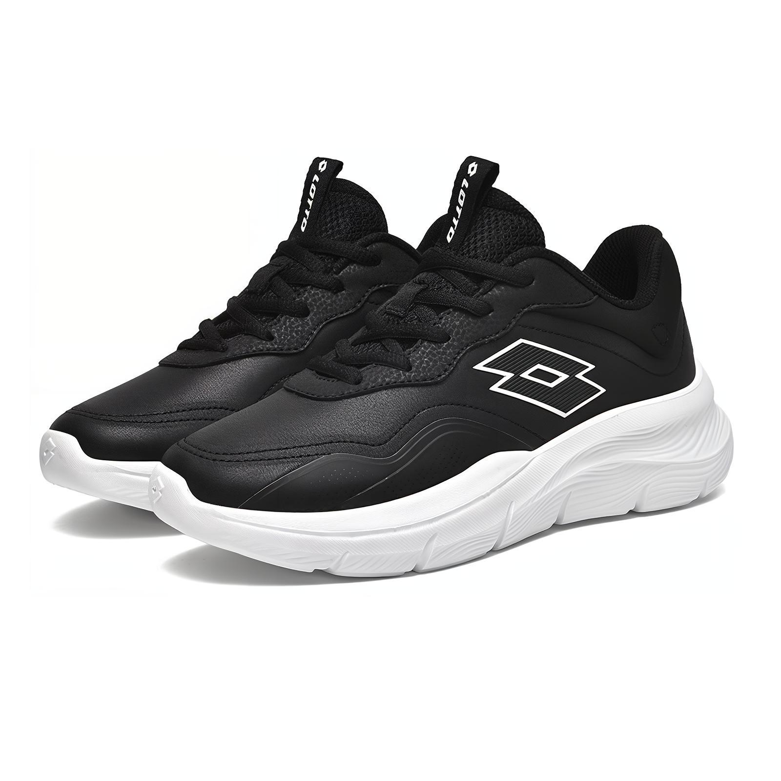 LOTTO Synthetic Leather Slip Resistant, Breathable, Lightweight Low top Casual Running Shoes Women’s Black White
