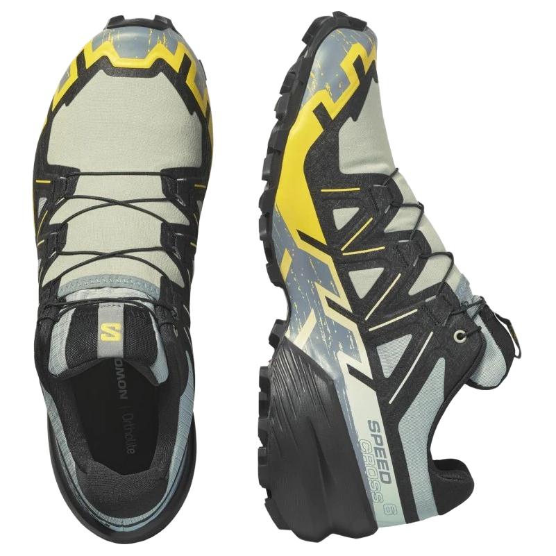 SALOMON Speedcross 6 Support Lightweight Running Shoes Men’s Black Gray Yellow