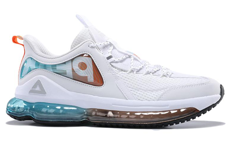 PEAK Full Length Air Cushion Cushioning Slip Resistant Abrasion Resistant Low top Running Shoes Men’s White Orange