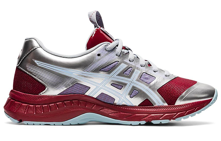 Женские кроссовки ASICS (серо-красные) — Серебристый / красный — фото 2
