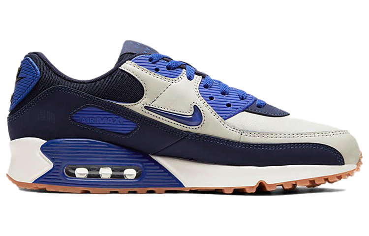 Мужские кроссовки Nike Air Max 90 PRM (бежево-синий) — фото 2