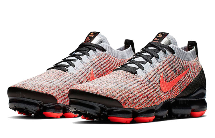 Мужские кроссовки Nike VaporMax Flyknit 3.0 Bright Mango (черно-красные) — Чёрный / красный — фото 3