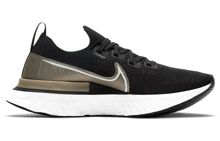 Женские кроссовки Nike React Infinity Run Flyknit 1 (черно-золотые) — Чёрный / золотой — фото 2