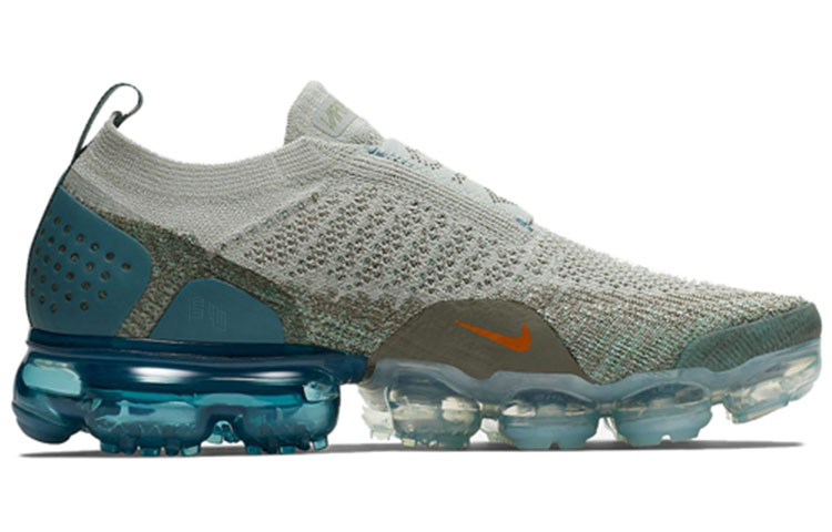 Женские кроссовки Nike VaporMax Moc 2 Light Silver Campfire Orange Celestial Teal (серые) — Серый — фото 2