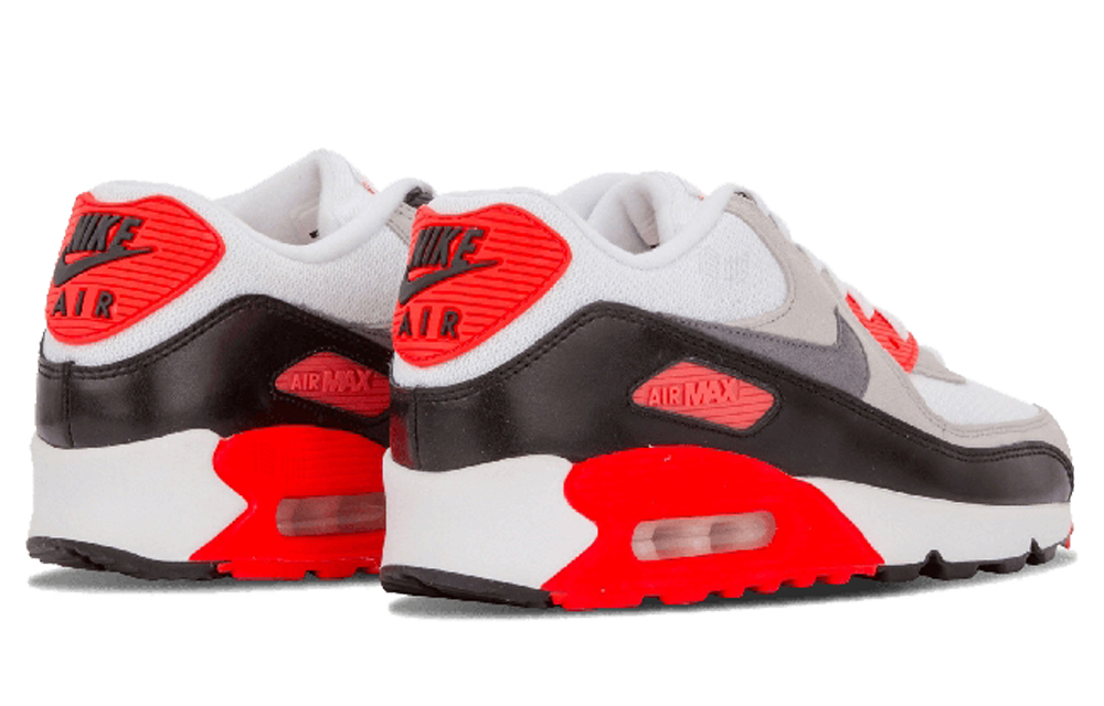 Женские кроссовки Nike Air Max 90 (красно-серые) — 白/酷灰/天然灰/黑 — фото 3