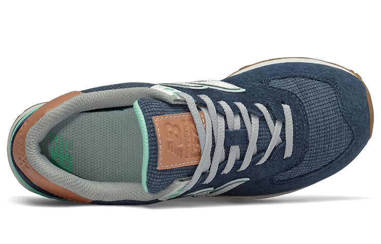 Женские кроссовки New Balance 574 (сине-бело-зеленые) — фото 4