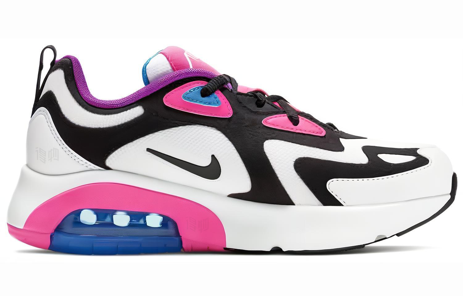 Женские кроссовки Nike Air Max 200 (бело-розово-синие с черным) — Белый / розовый / синий / чёрный — фото 2
