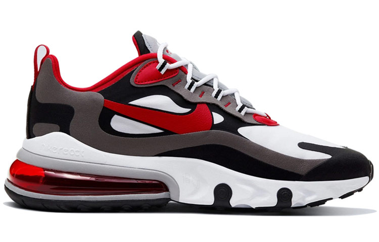 Мужские кроссовки Nike Air Max 270 React (серо-черно-красные) — фото 2
