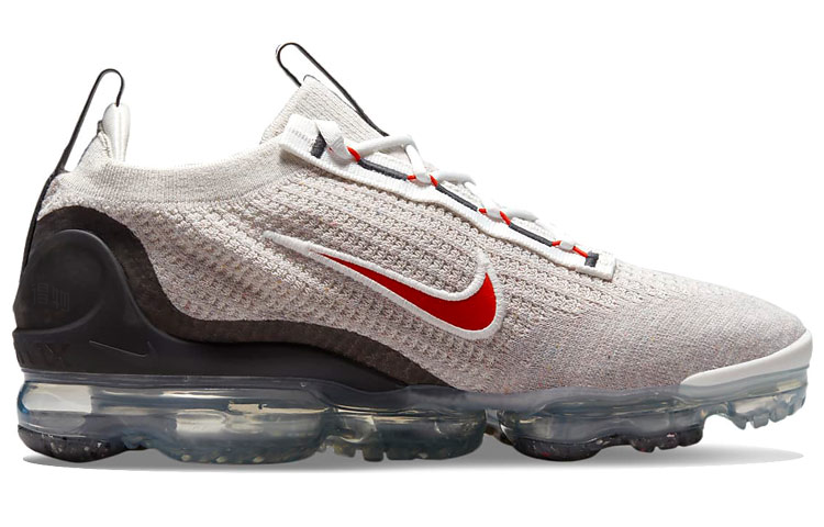Мужские кроссовки Nike Air VaporMax 2021 Flyknit (черно-серо-красные) — Чёрный / серый / красный — фото 2