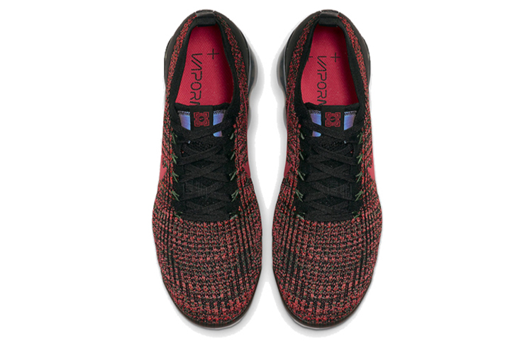 Мужские кроссовки Nike VaporMax Flyknit 3.0 (красно-черно-зеленые) — Красный / чёрный / зелёный — фото 4
