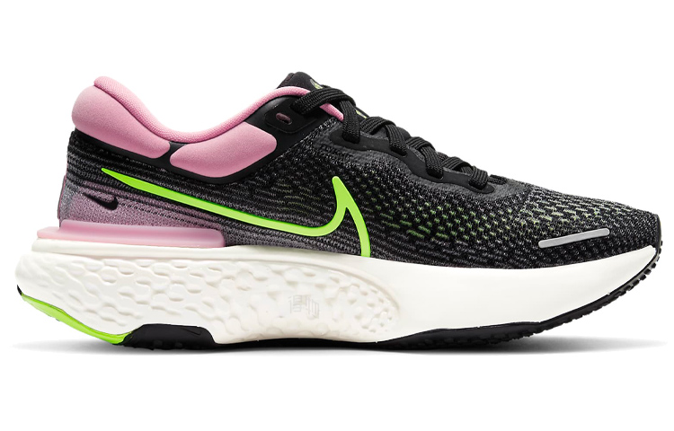 Женские кроссовки Nike Invincible Run 1 Flyknit (черно-зелено-розовые) — Чёрный / зелёный / розовый — фото 2